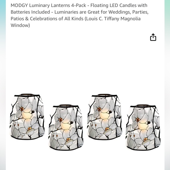 MODGY LUMINARY LANTERNS - TIFFANY MAGNOLIA DESIN - PACK OF FOUR - Picture 3 of 4